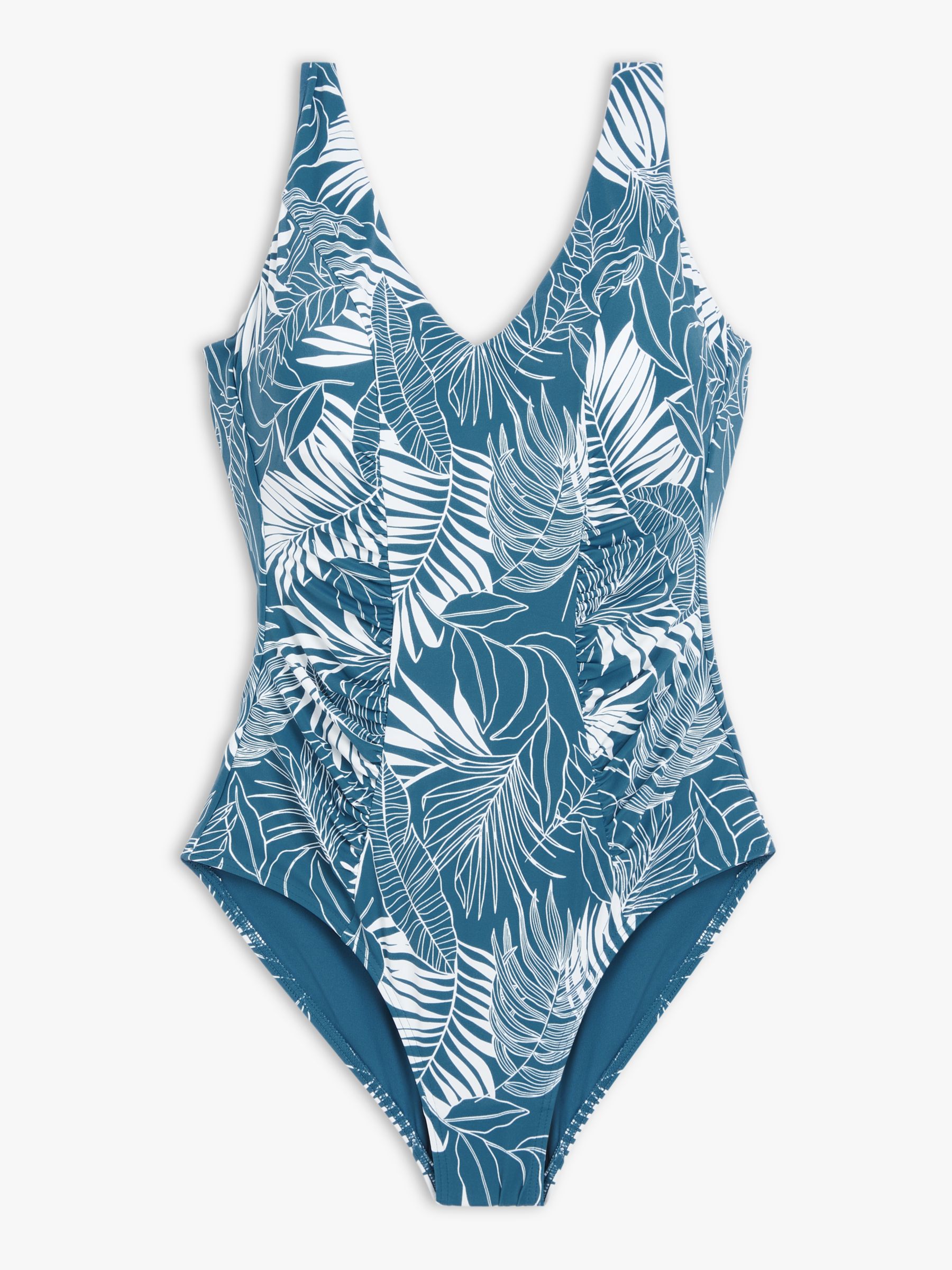 John Lewis Mirage Side Ruched Swimsuit, Teal, 10
