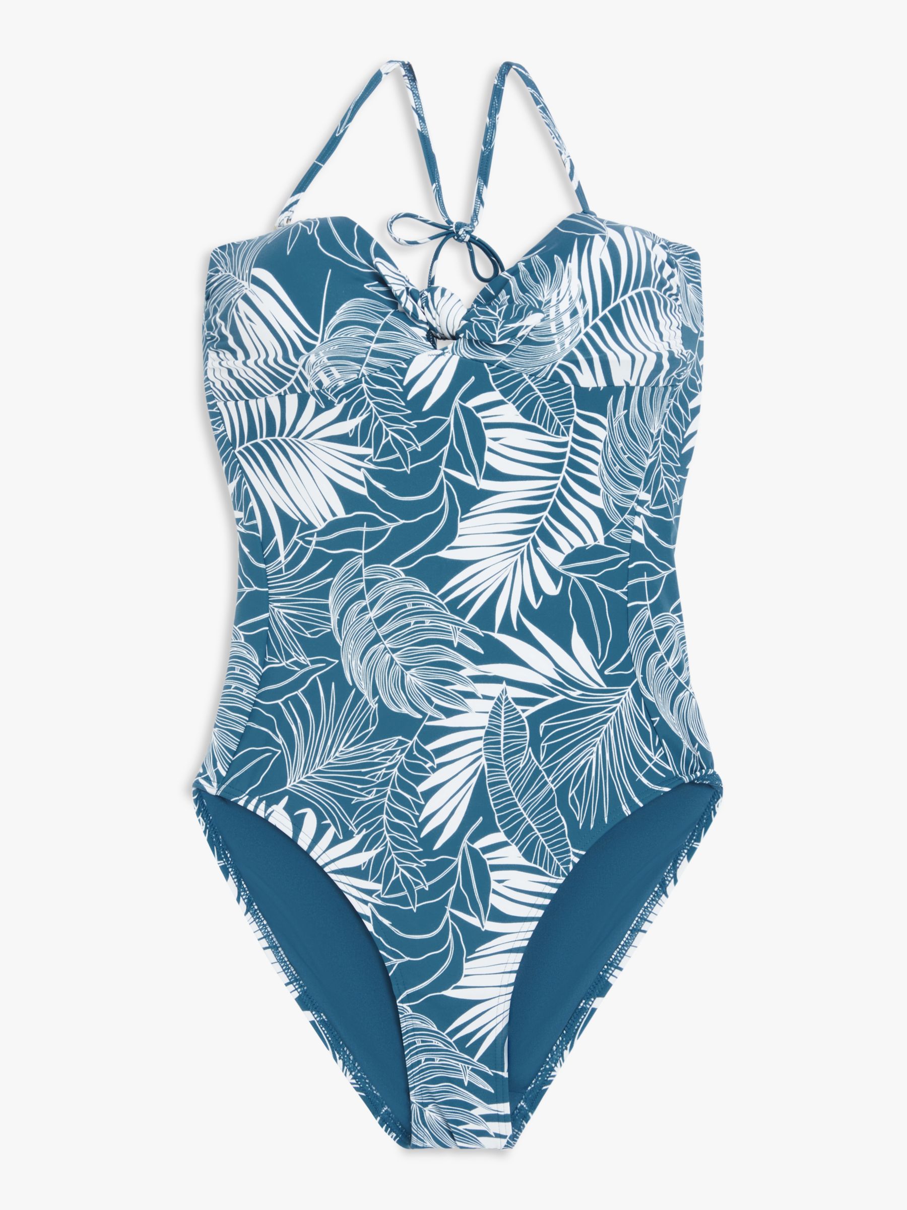 John Lewis Mirage Knotted Front Swimsuit, Teal, 8