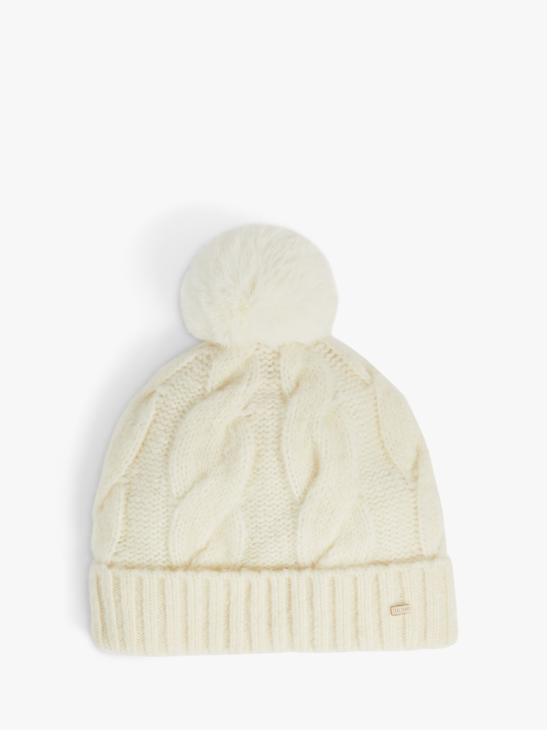 Ted Baker Hanns Cable Knit Wool Blend Beanie, Cream