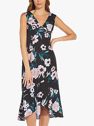 Adrianna Papell Floral Print Flounce Dress