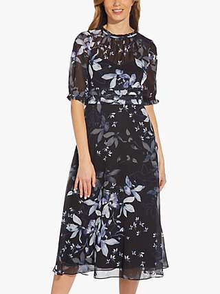 Adrianna Papell Floral Print Dress, Black/Blue