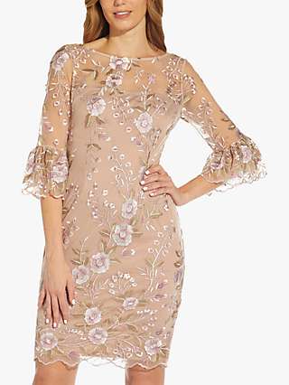 Adrianna Papell Floral Embroidered Sheath Dress, Blush/Multi