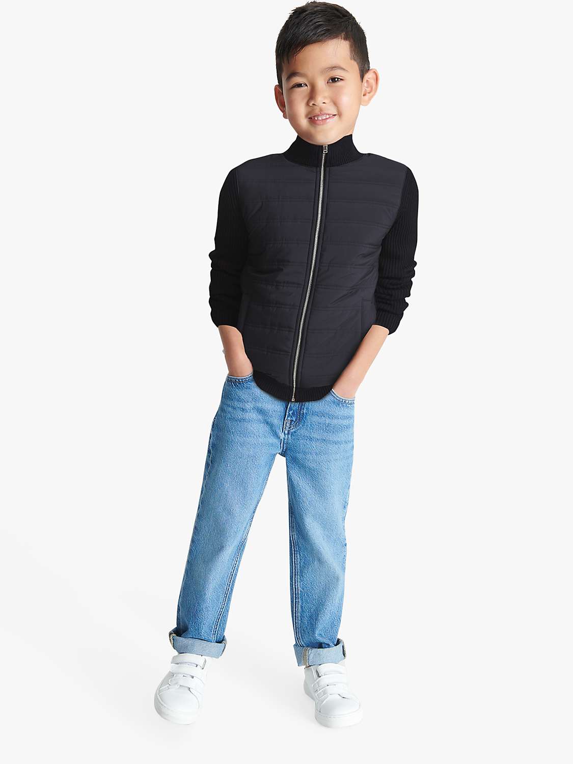Buy Reiss Kids' Trainer Zip Through Quilted Jacket, Navy Online at johnlewis.com