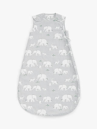 John Lewis Safari Elephant Sleeping Bag, 0.5 Tog, Grey/Multi