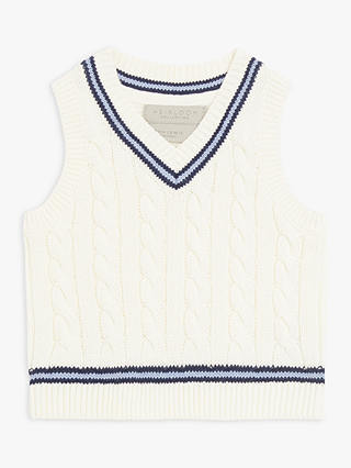 John Lewis Heirloom Collection Baby Knitted Cricket Tank Jumper, Off White