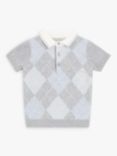 John Lewis Heirloom Collection Baby Argyle Knit Polo Top, Multi