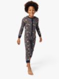 FatFace Kids' Space Jersey Onesie, Charcoal