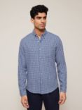 John Lewis & Partners Check Linen Cotton Blend Shirt, Indigo