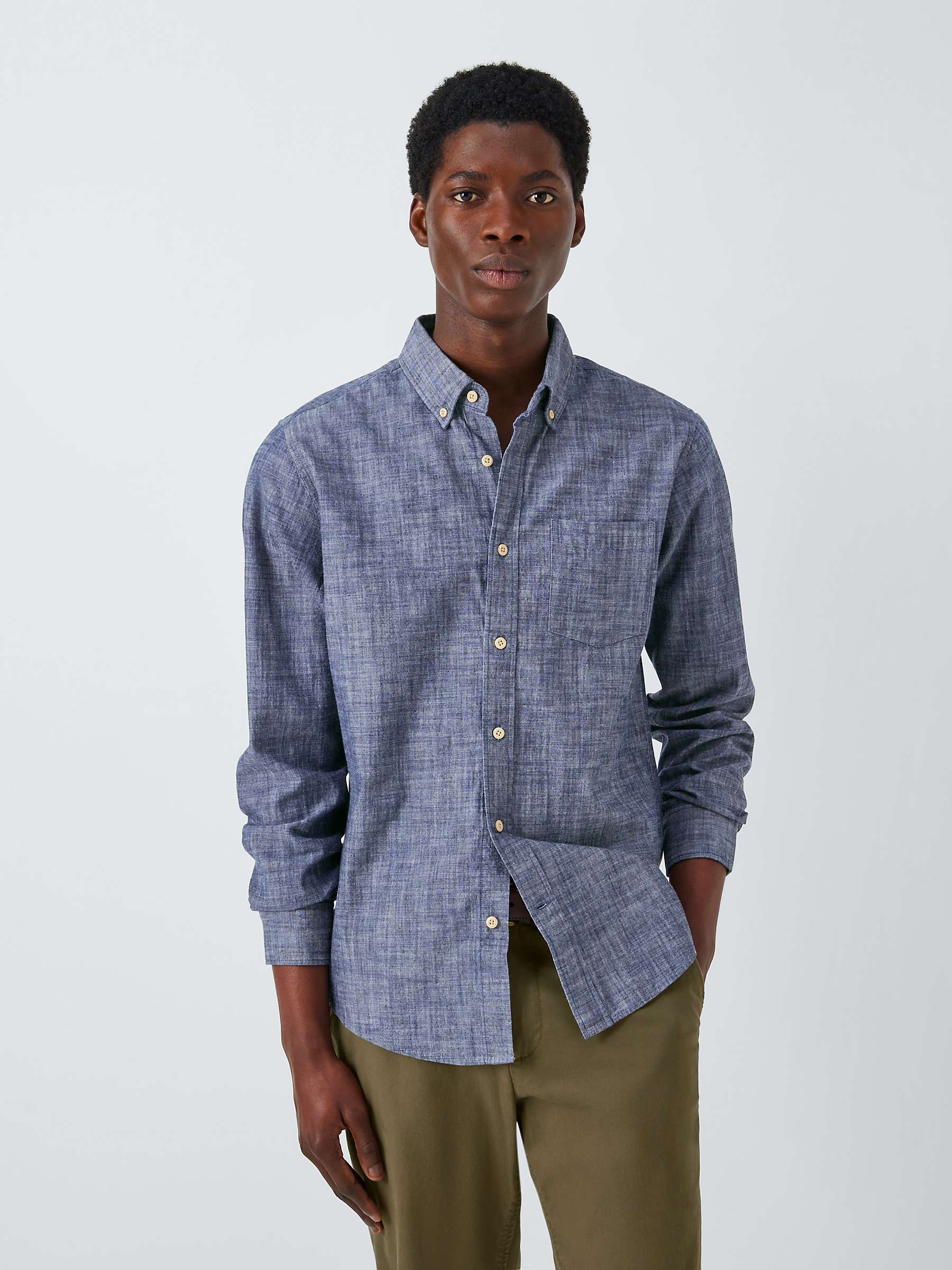 Buy John Lewis Plain Chambray Long Sleeve Shirt, Blue Online at johnlewis.com