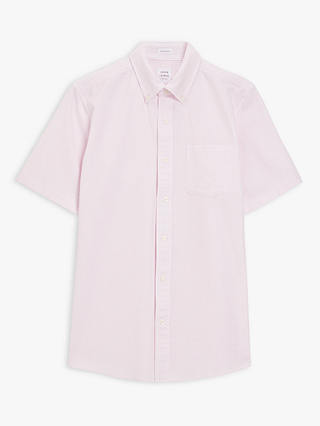 John Lewis Regular Fit Short Sleeve Stripe Shirt, Pink