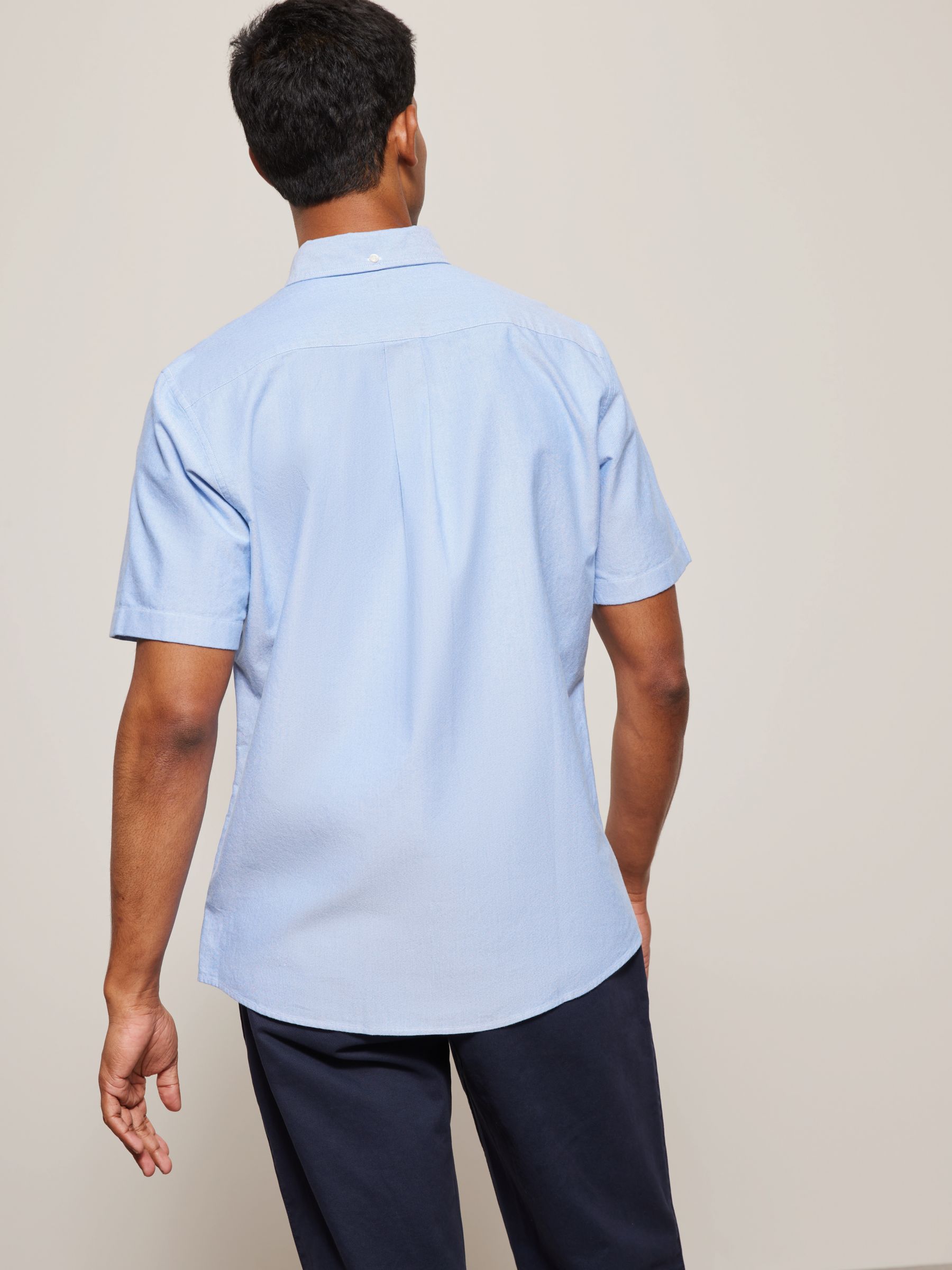John Lewis Regular Fit Short Sleeve Shirt, Blue at John Lewis & Partners