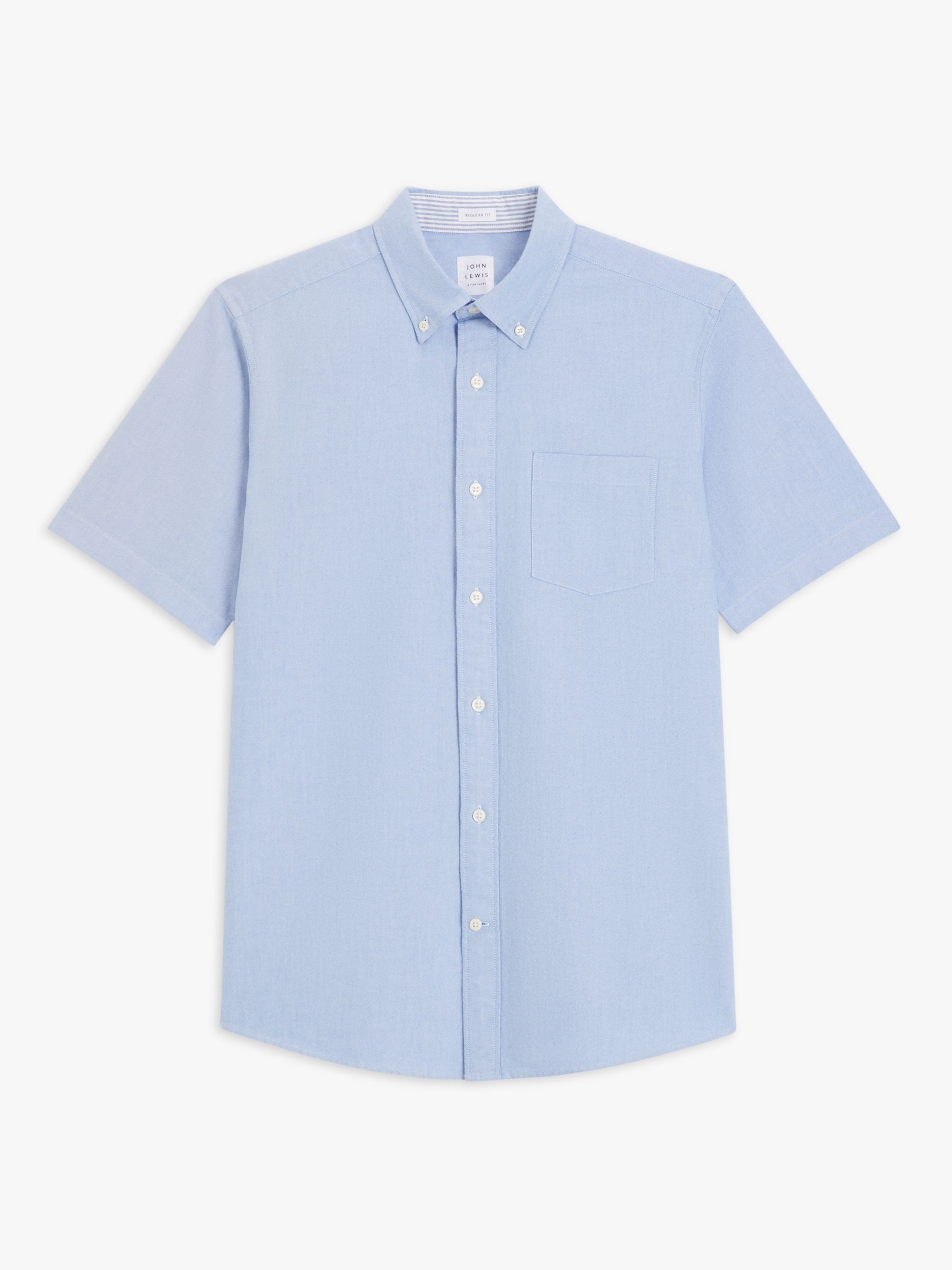 John Lewis Regular Fit Short Sleeve Shirt, Blue, S