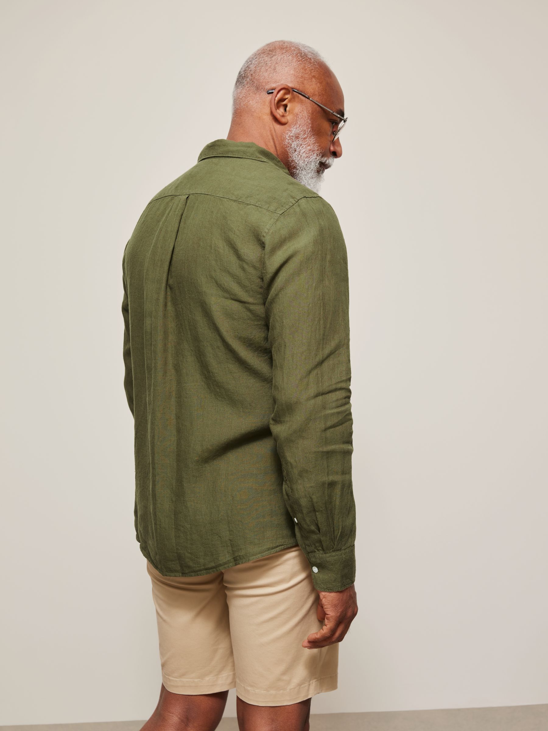 John Lewis Linen Regular Fit Shirt, Khaki, S