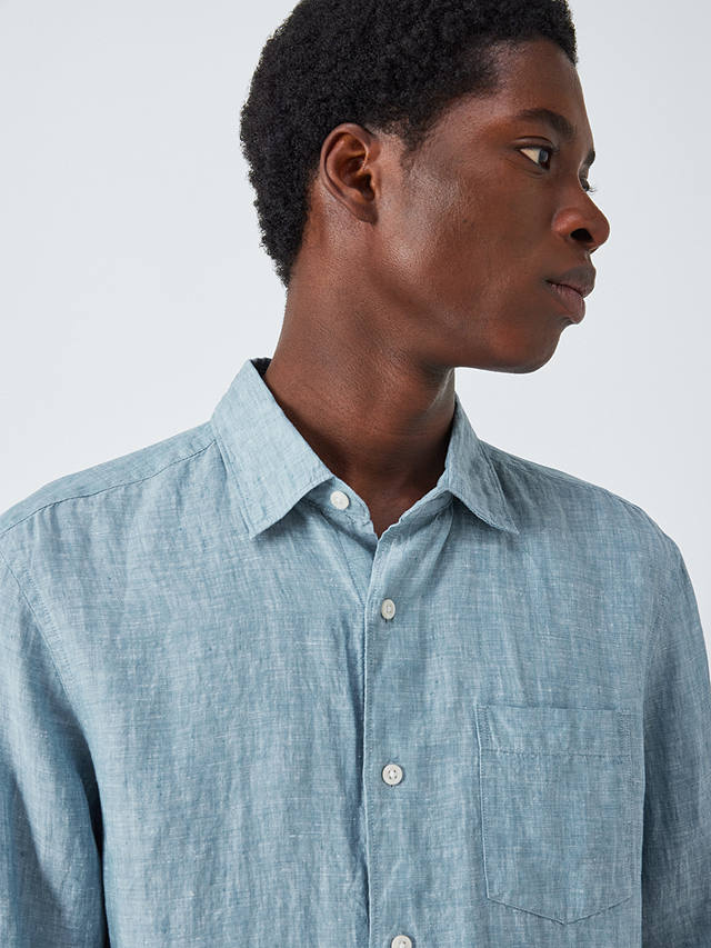 John Lewis Linen Regular Fit Shirt, Blue at John Lewis & Partners