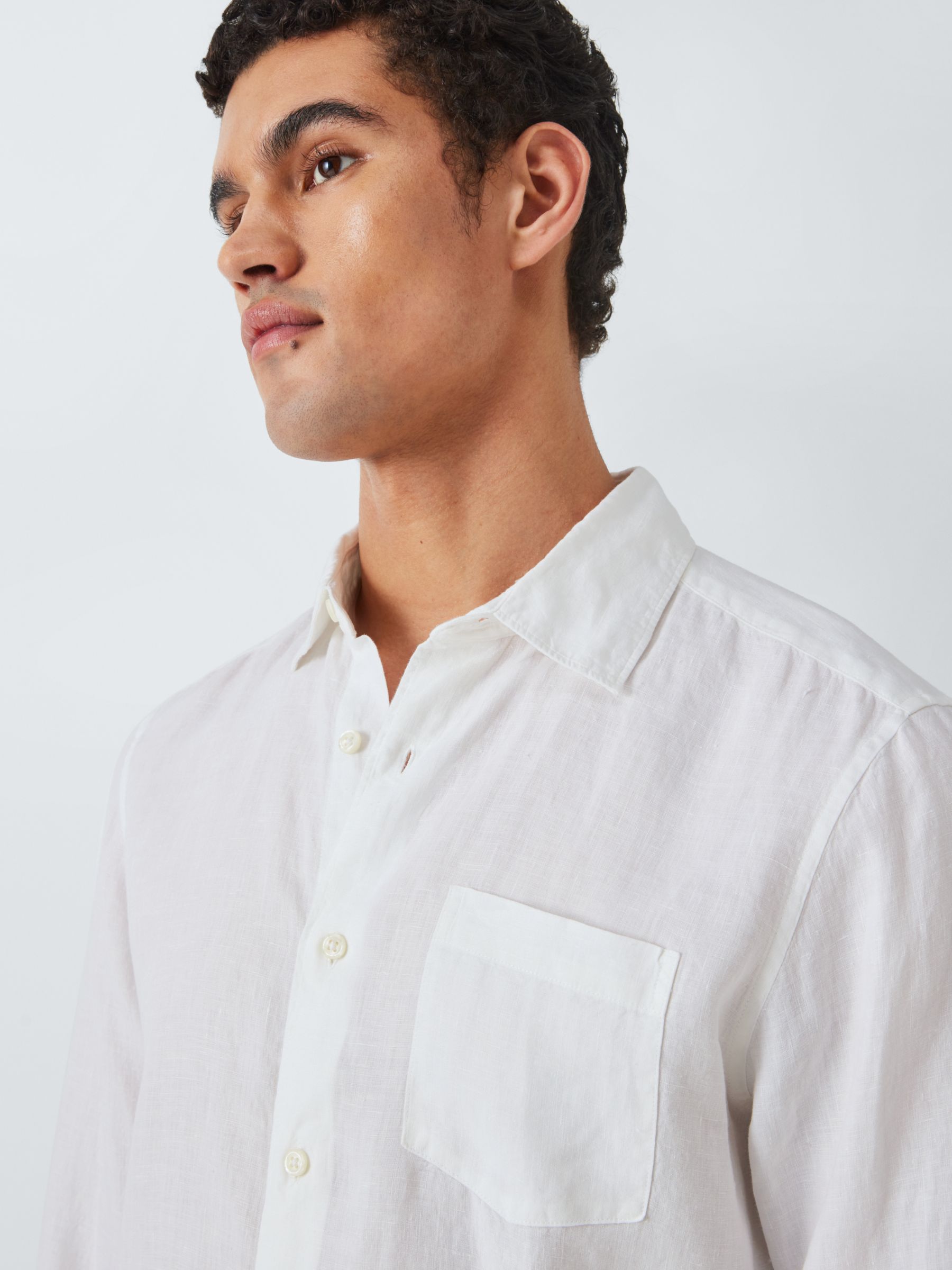 John Lewis Linen Regular Fit Shirt, White at John Lewis & Partners