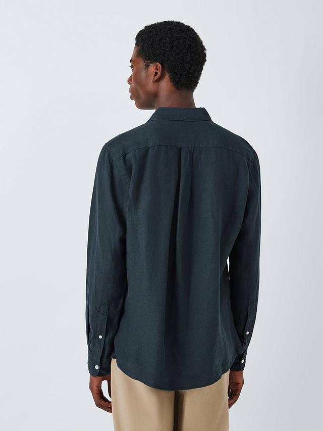 John Lewis Linen Regular Fit Shirt, Navy