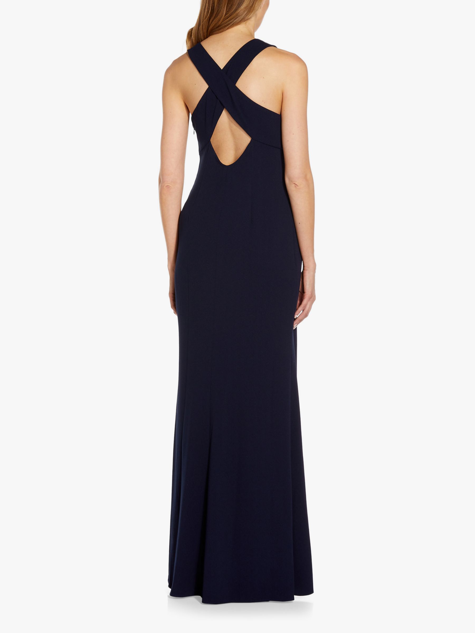 Adrianna Papell Cowl Neck Crepe Dress, Midnight at John Lewis & Partners