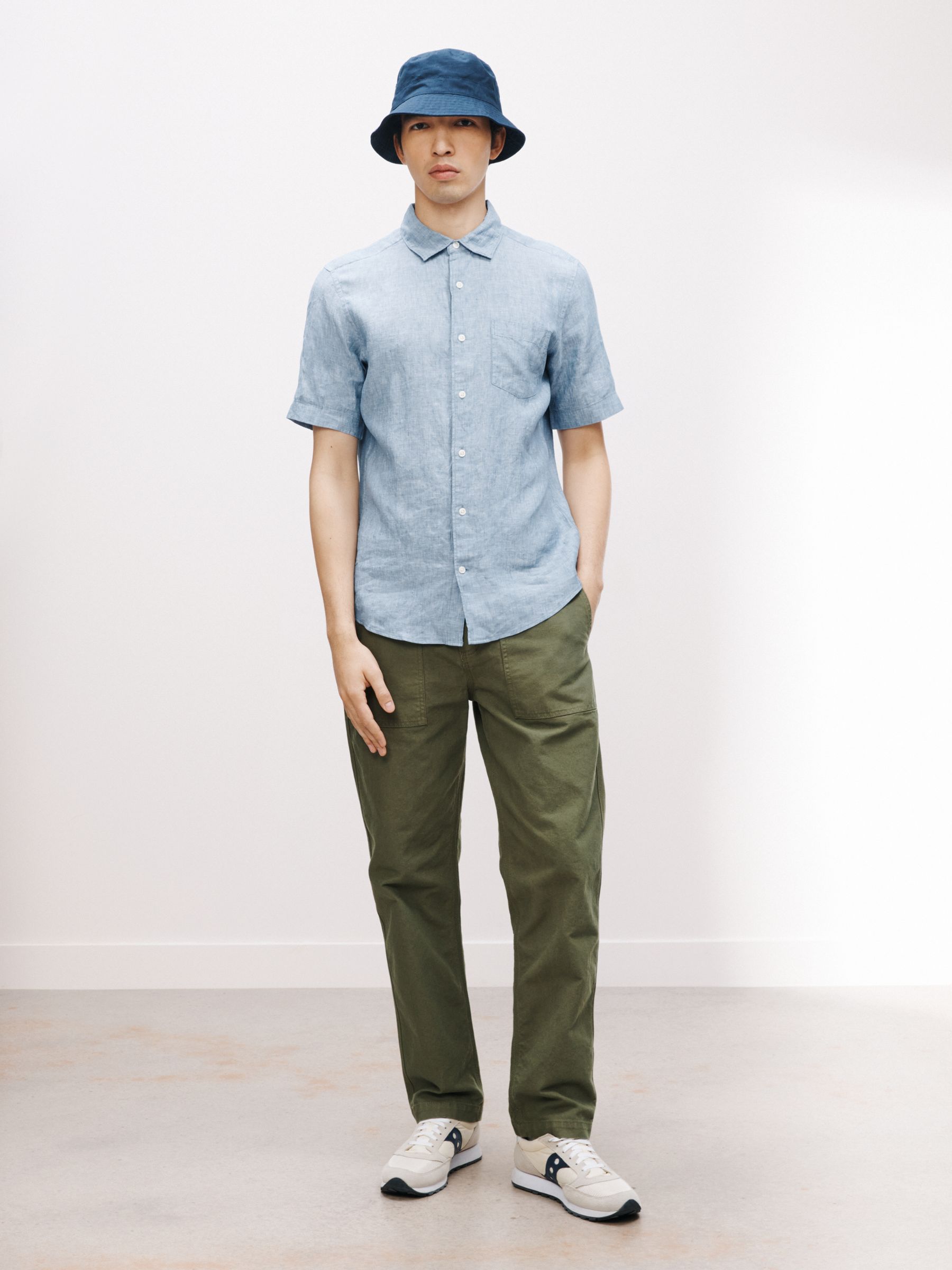 John Lewis Linen Regular Fit Shirt, China Blue, S