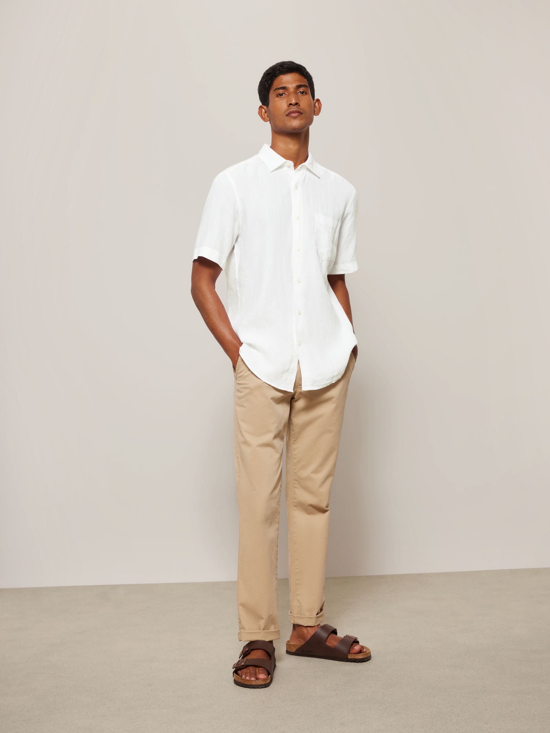 John Lewis Linen Regular Fit Shirt, White, S