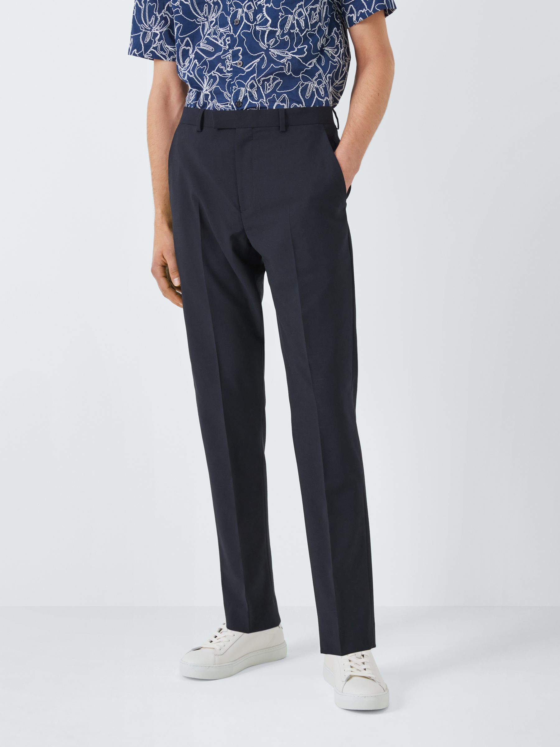 Kin Wool Blend Slim Fit Suit Trousers, Navy, 30R