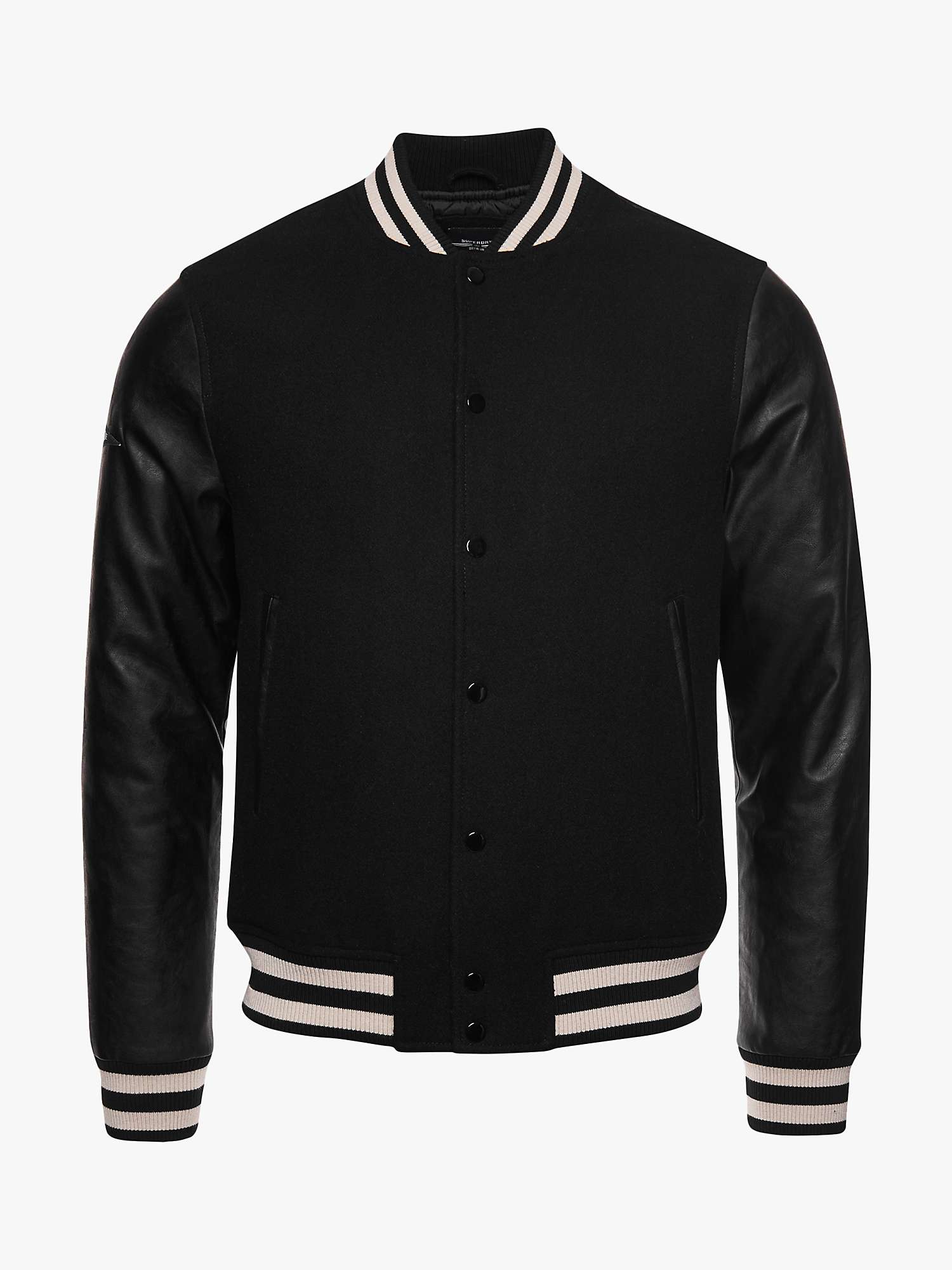 Buy Superdry College Varsity Jacket, Jet Black Online at johnlewis.com
