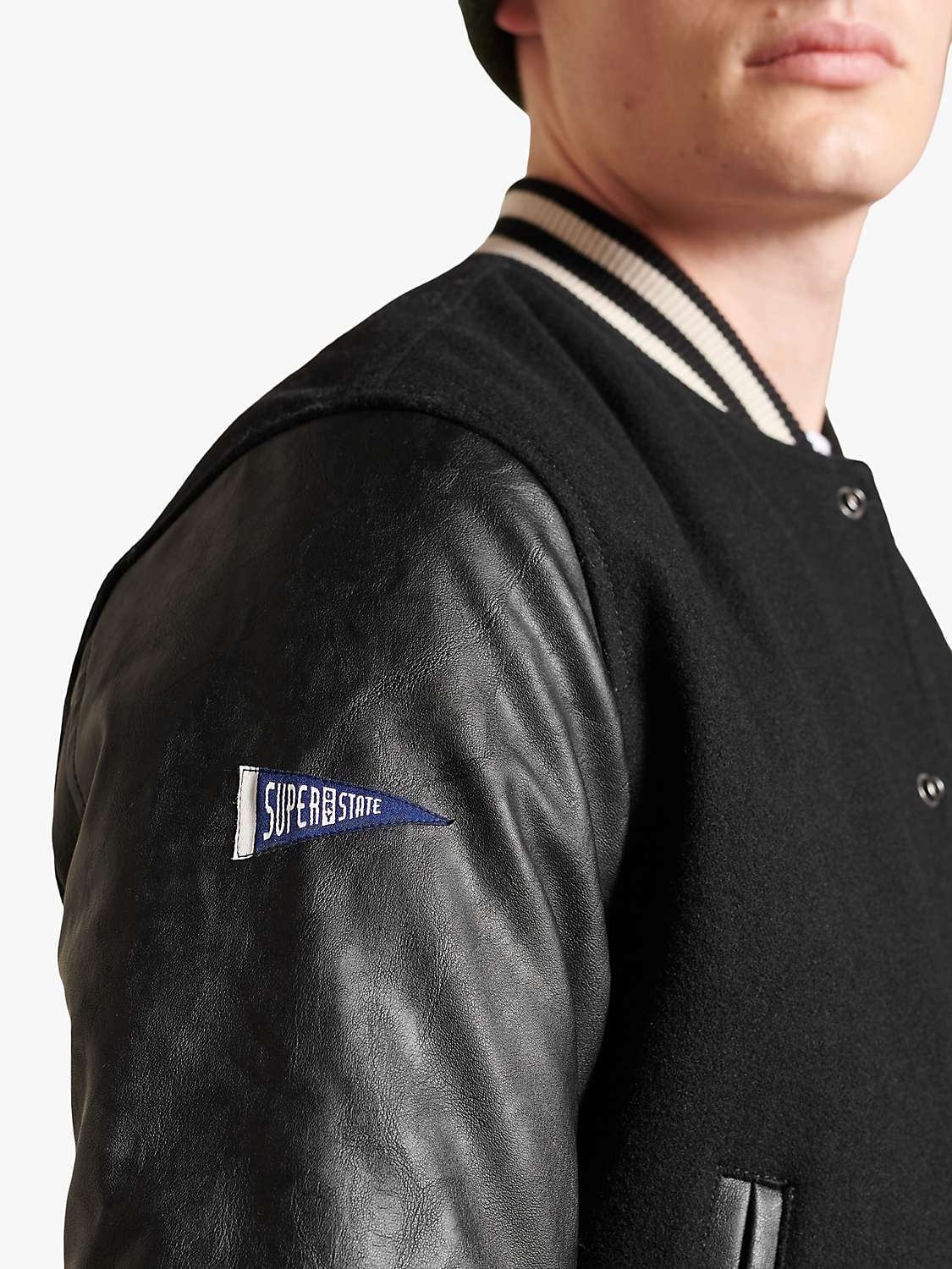 Buy Superdry College Varsity Jacket, Jet Black Online at johnlewis.com
