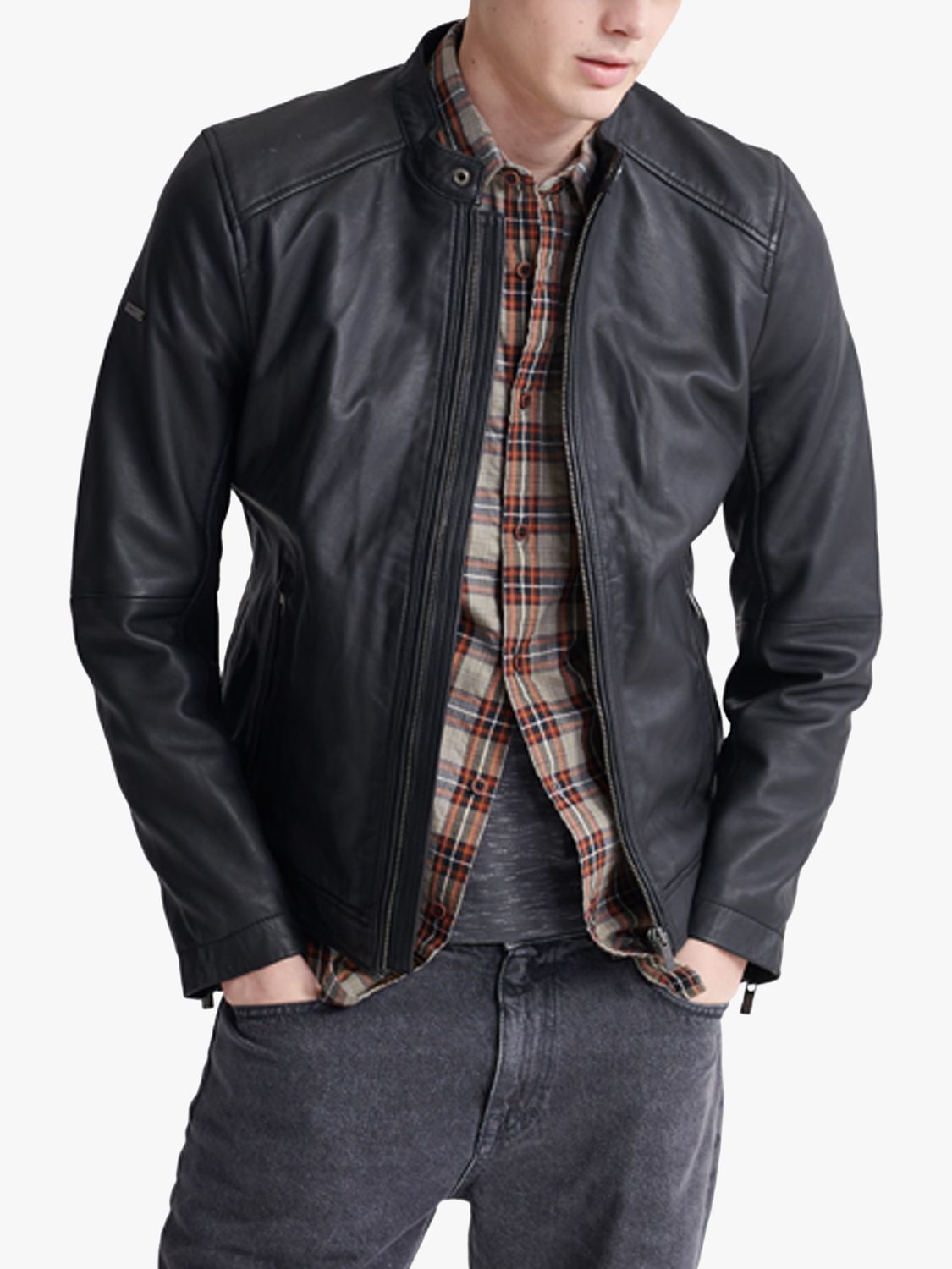 superdry hero light leather racer jacket