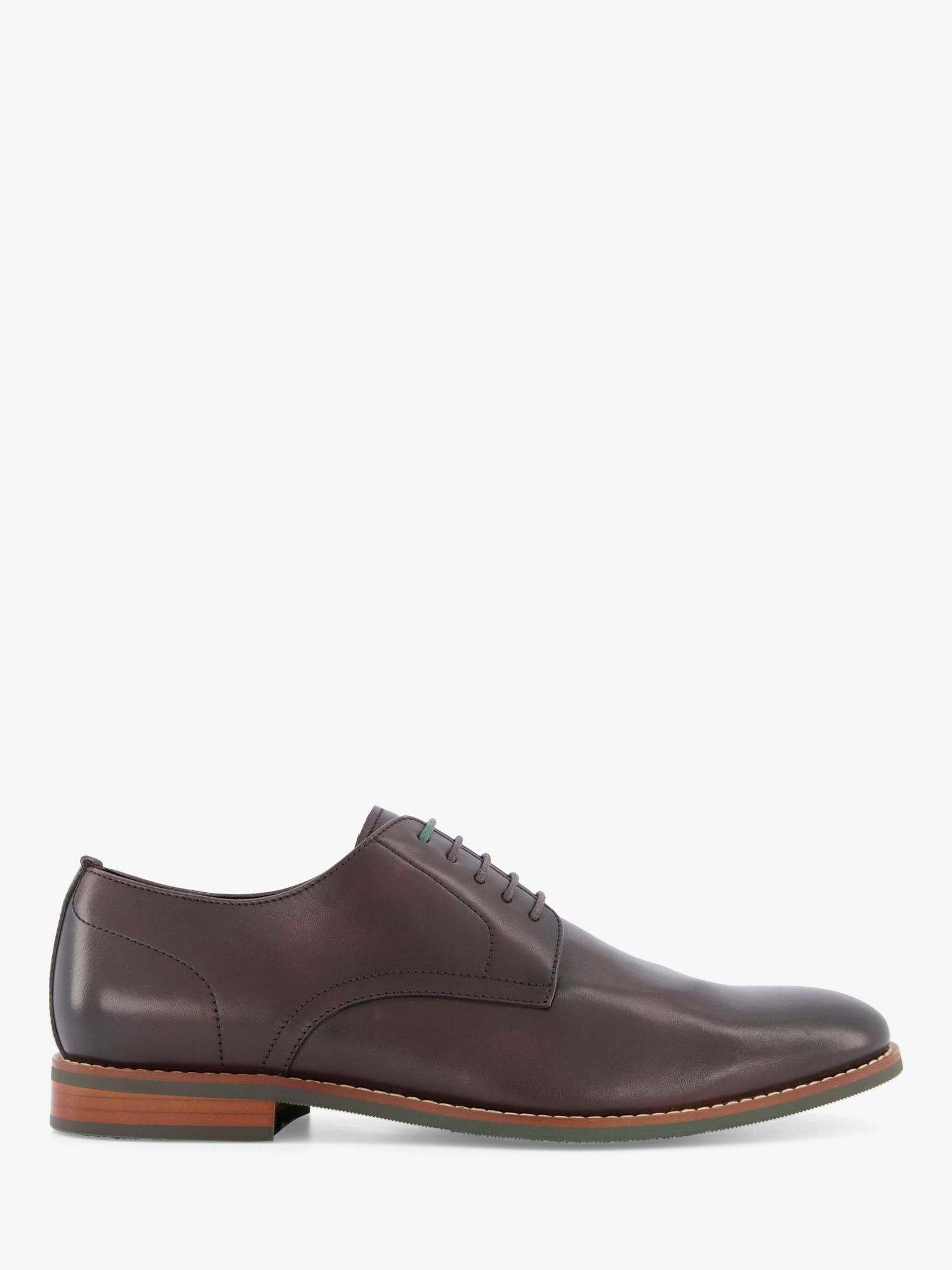 Dune Suffolks Leather Gibson Shoes, Dark Brown at John Lewis & Partners