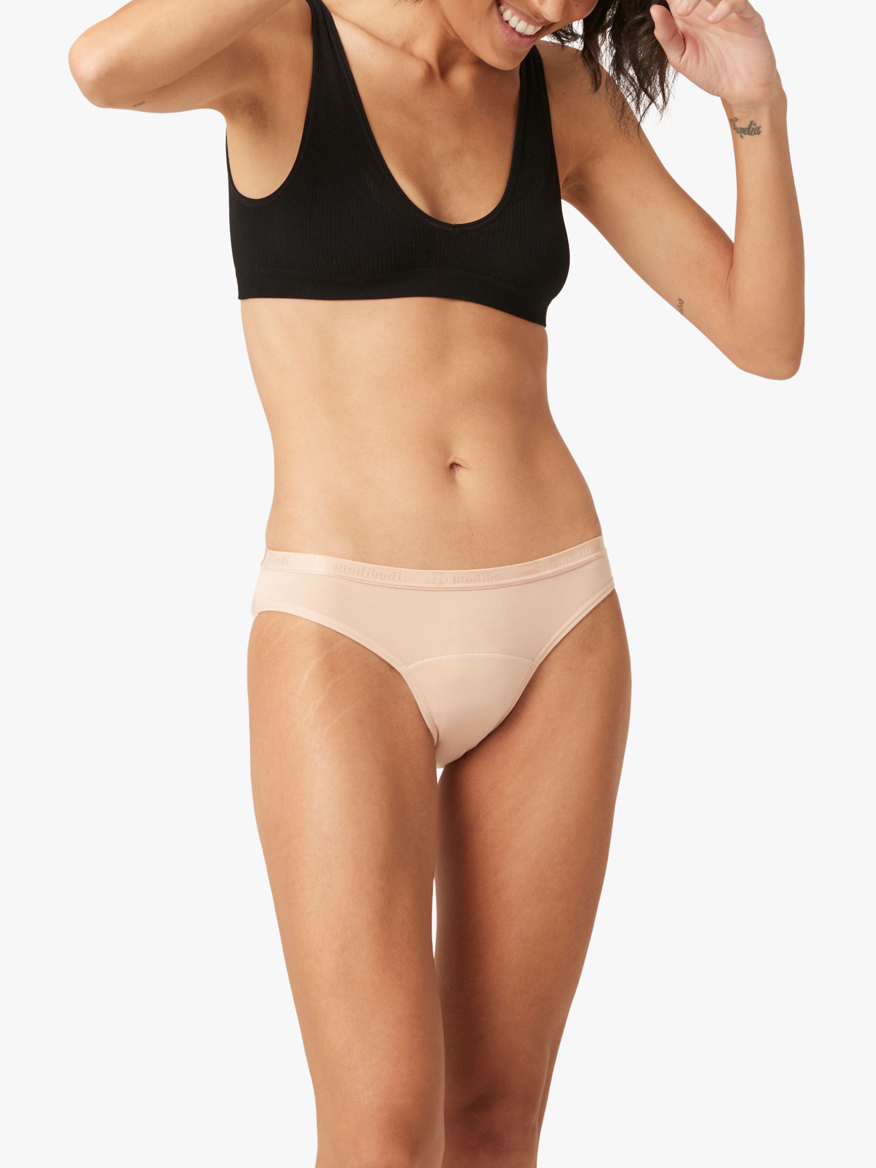 Modibodi Classic Bikini Moderate to Heavy Absorbency Knickers, Beige at  John Lewis & Partners