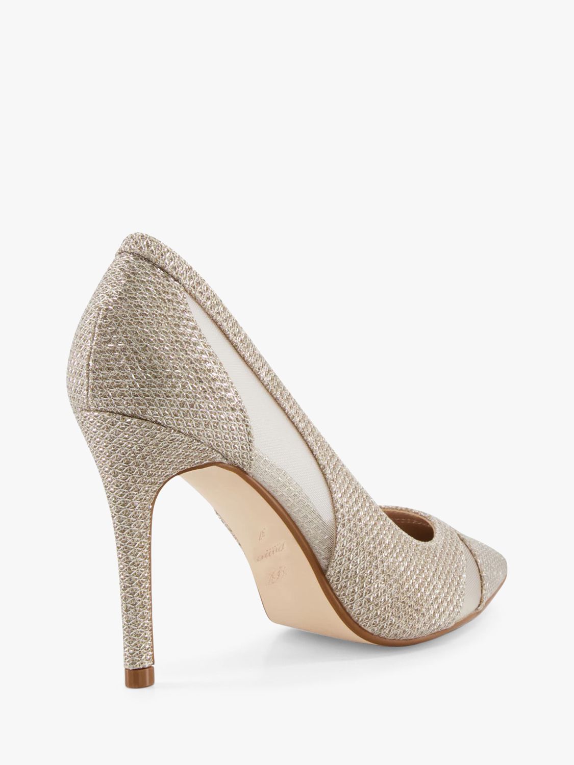 Dune Banquet Pointed Toe Court Shoes, Gold at John Lewis & Partners