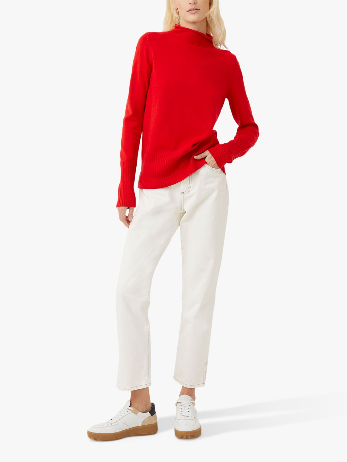 French Connection Babysoft Roll Neck Jumper, Red at John Lewis & Partners