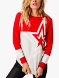 Mint Velvet Graphic Star Cashmere Blend Jumper, Red/Multi