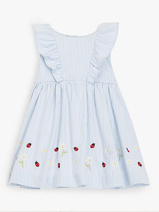 John Lewis Heirloom Collection Baby Stripe Ruffle Dress, Blue