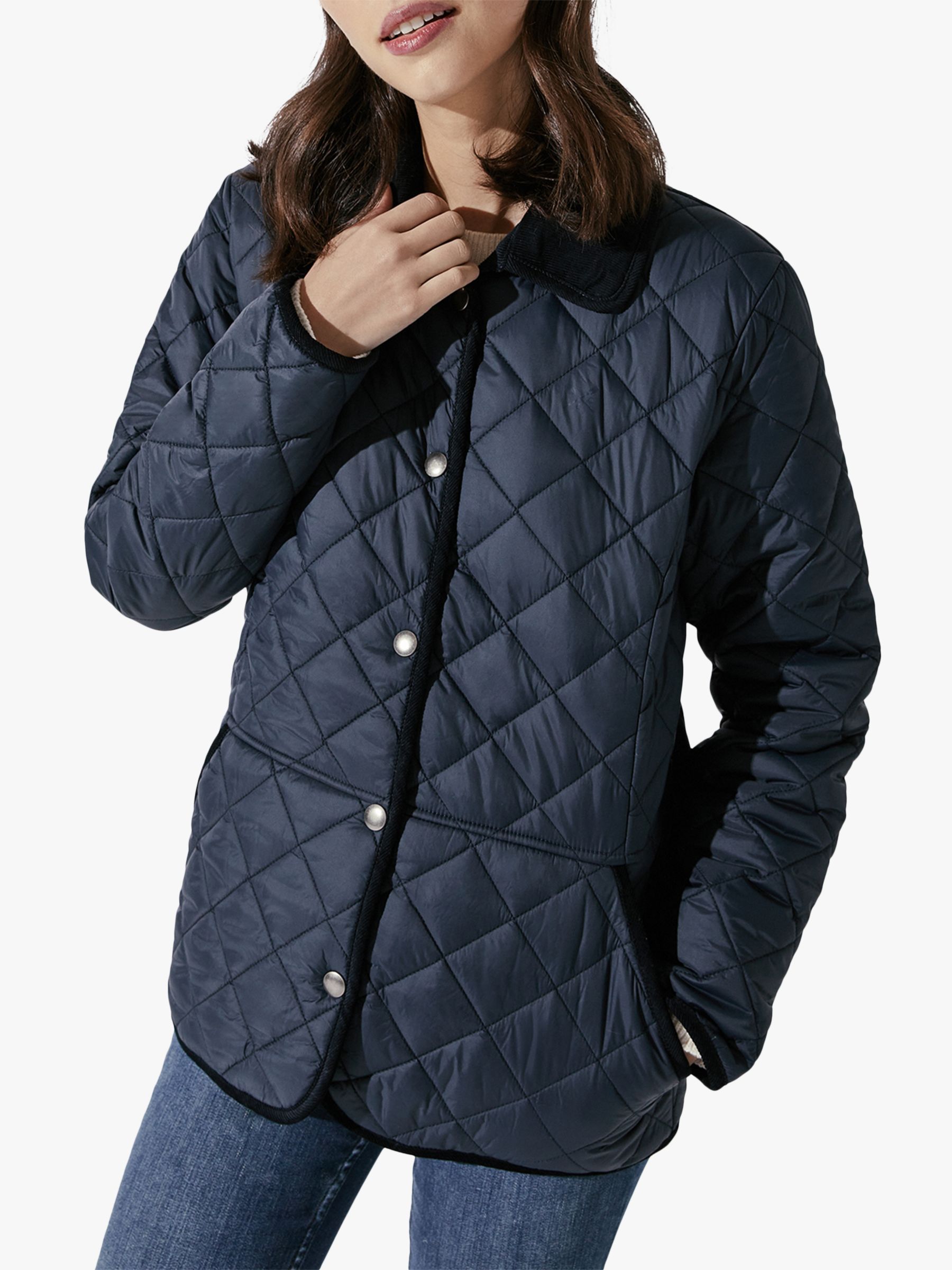 Crew Clothing Quilted Jacket, Navy, 8