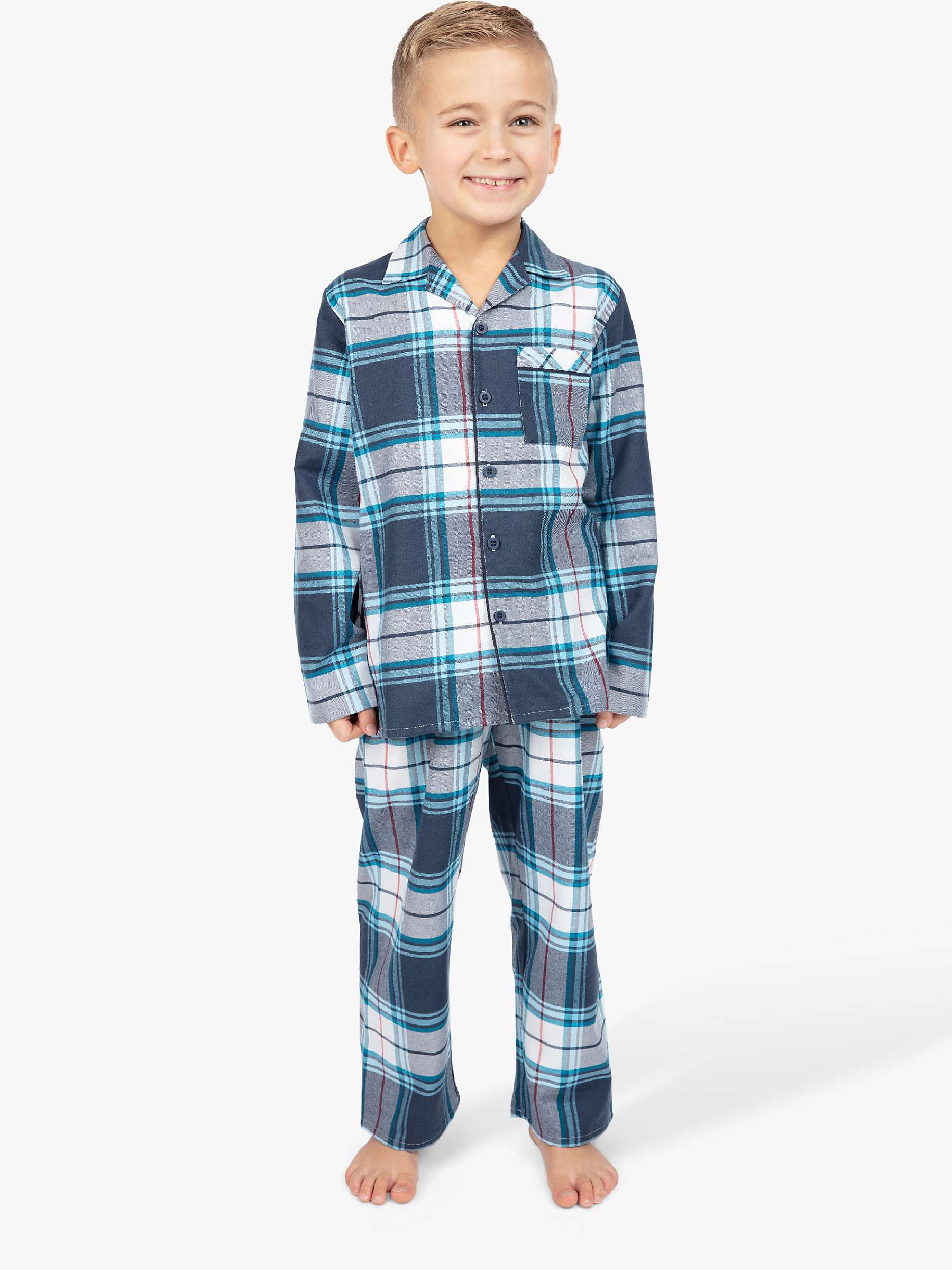 Buy Cyberjammies Kids' Lewis Check Pyjama Set, Blue Online at johnlewis.com