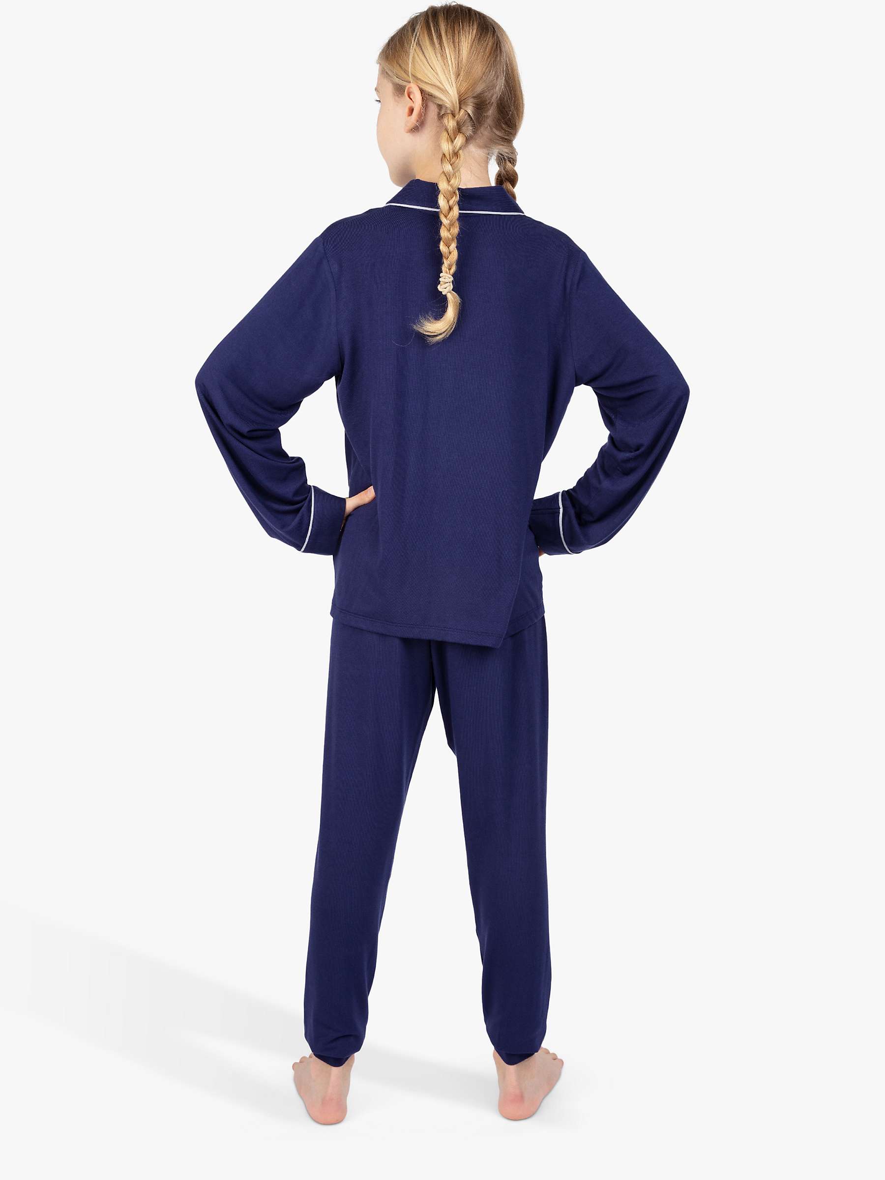 Buy Cyberjammies Kids' Ellie Plain Pyjama Set, Navy Online at johnlewis.com
