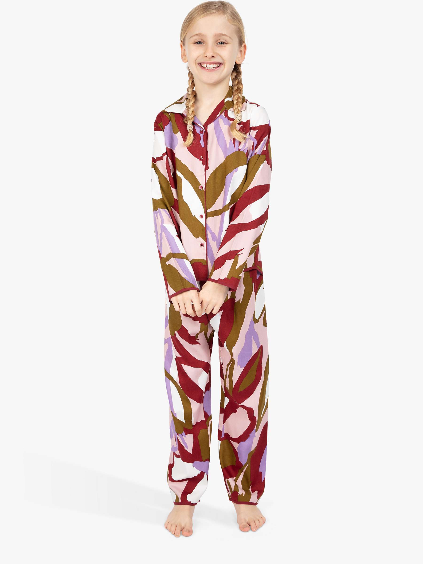 Buy Cyberjammies Kids' Nina Abstract Print Pyjamas, Burgundy Online at johnlewis.com
