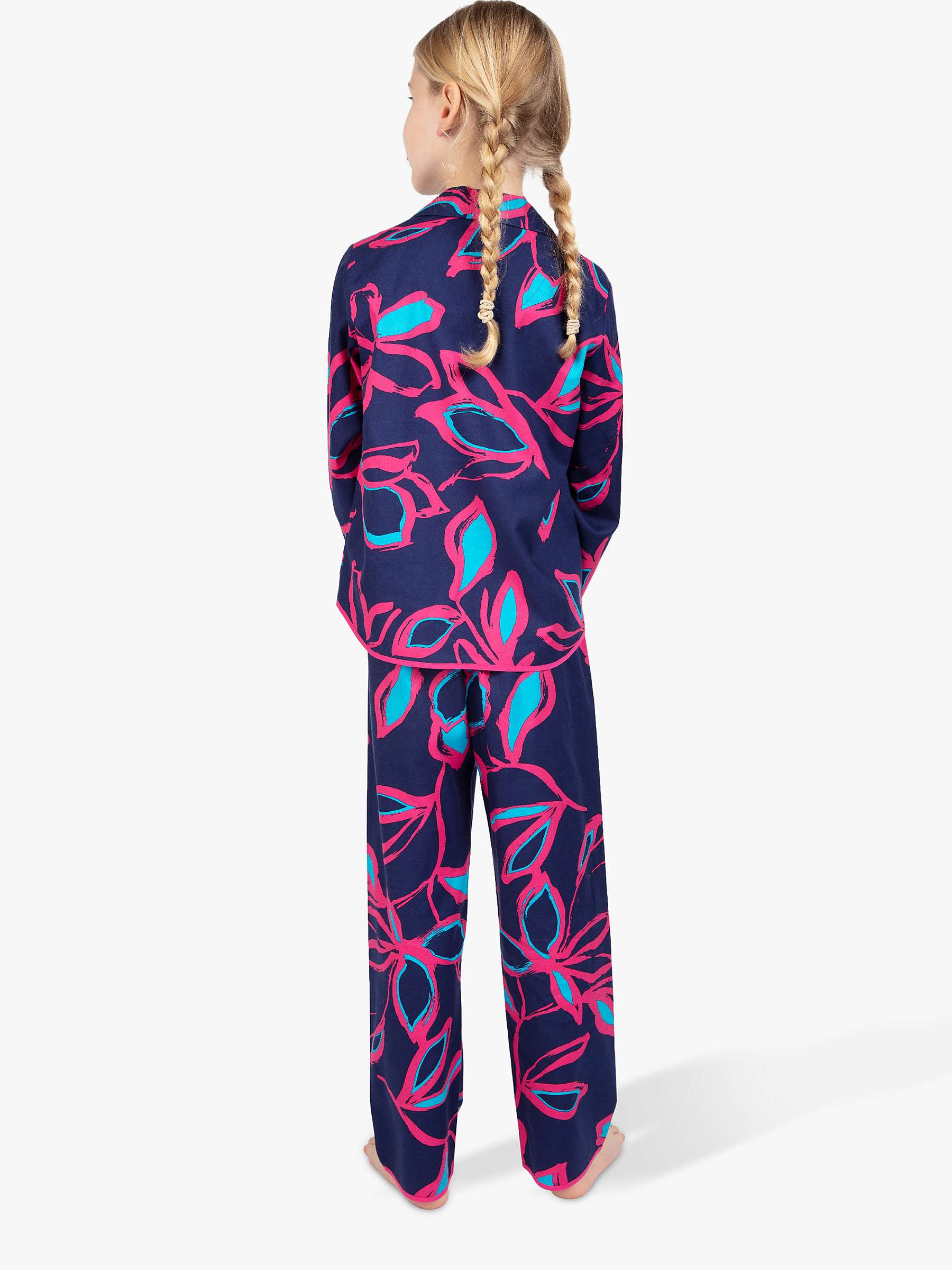 Buy Cyberjammies Kids' Charlotte Floral Print Pyjama Set, Navy/Pink Online at johnlewis.com