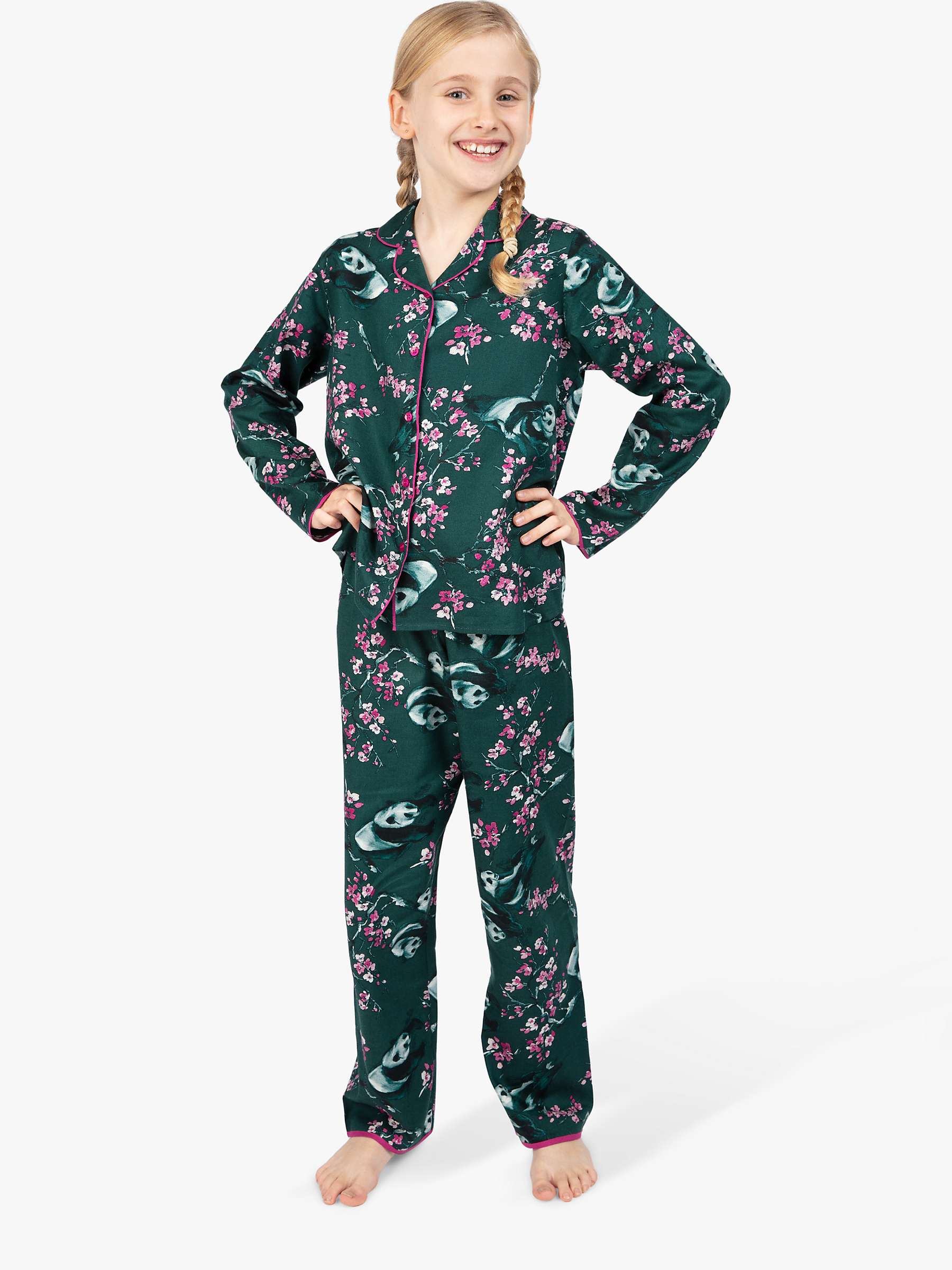 Buy Cyberjammies Kids' Penny Panda Print Pyjamas, Emerald Online at johnlewis.com