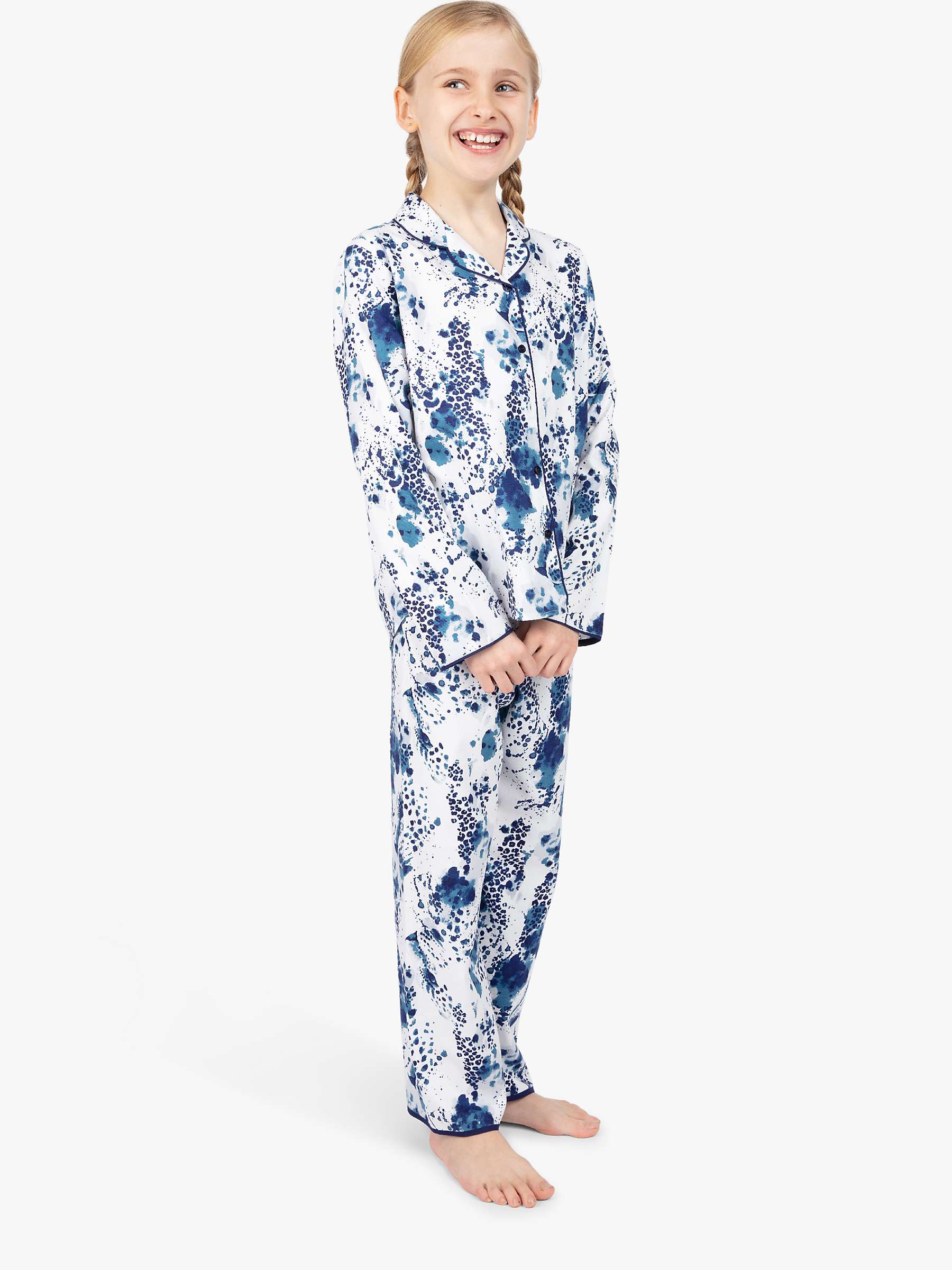 Buy Cyberjammies Kids' Ellie Leopard Print Pyjama Set, Blue/Multi Online at johnlewis.com