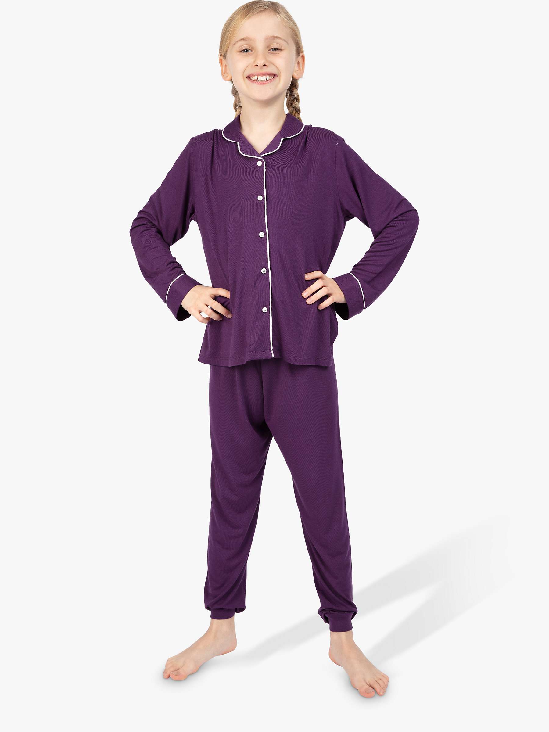 Buy Cyberjammies Kids' Margo Plain Pyjama Set, Purple Online at johnlewis.com