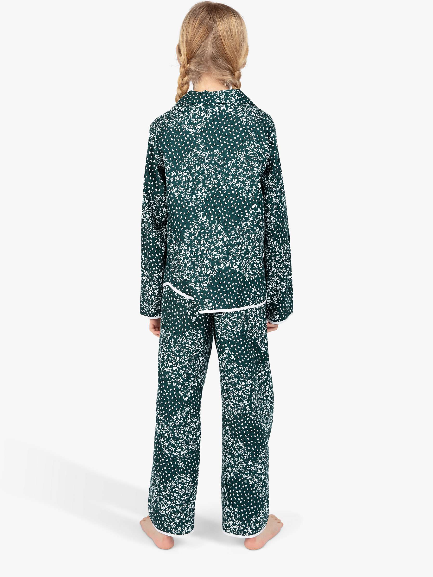 Buy Cyberjammies Kids' Penny Ditsy Heart Print Pyjama Set, Emerald/Multi Online at johnlewis.com