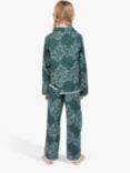 Cyberjammies Kids' Penny Ditsy Heart Print Pyjama Set, Emerald/Multi, Emerald/Multi