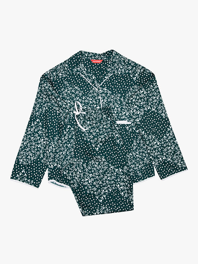 Cyberjammies Kids' Penny Ditsy Heart Print Pyjama Set, Emerald/Multi