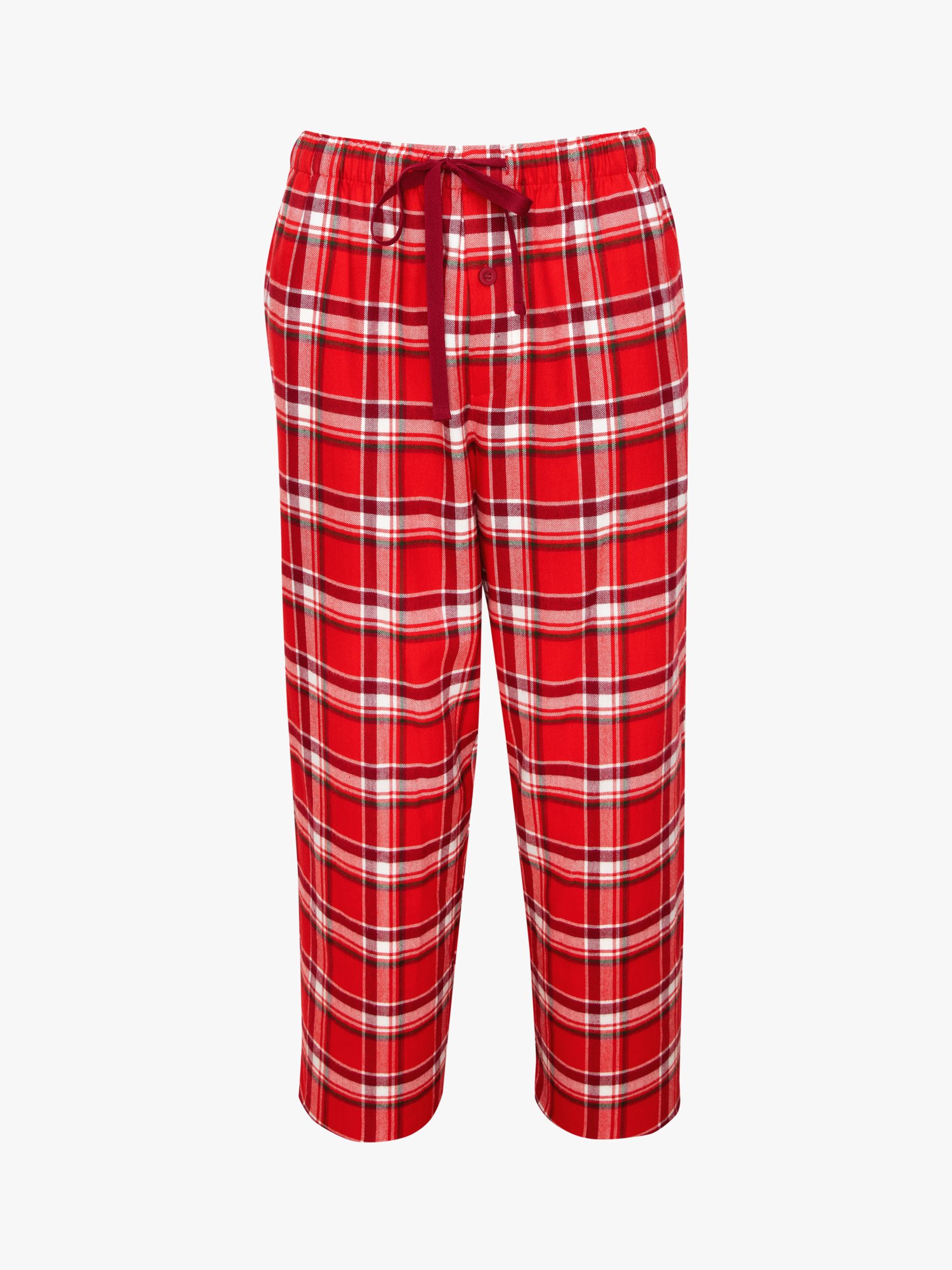 Cyberjammies Frankie Brushed Cotton Check Pyjama Trousers, Red Mix, S