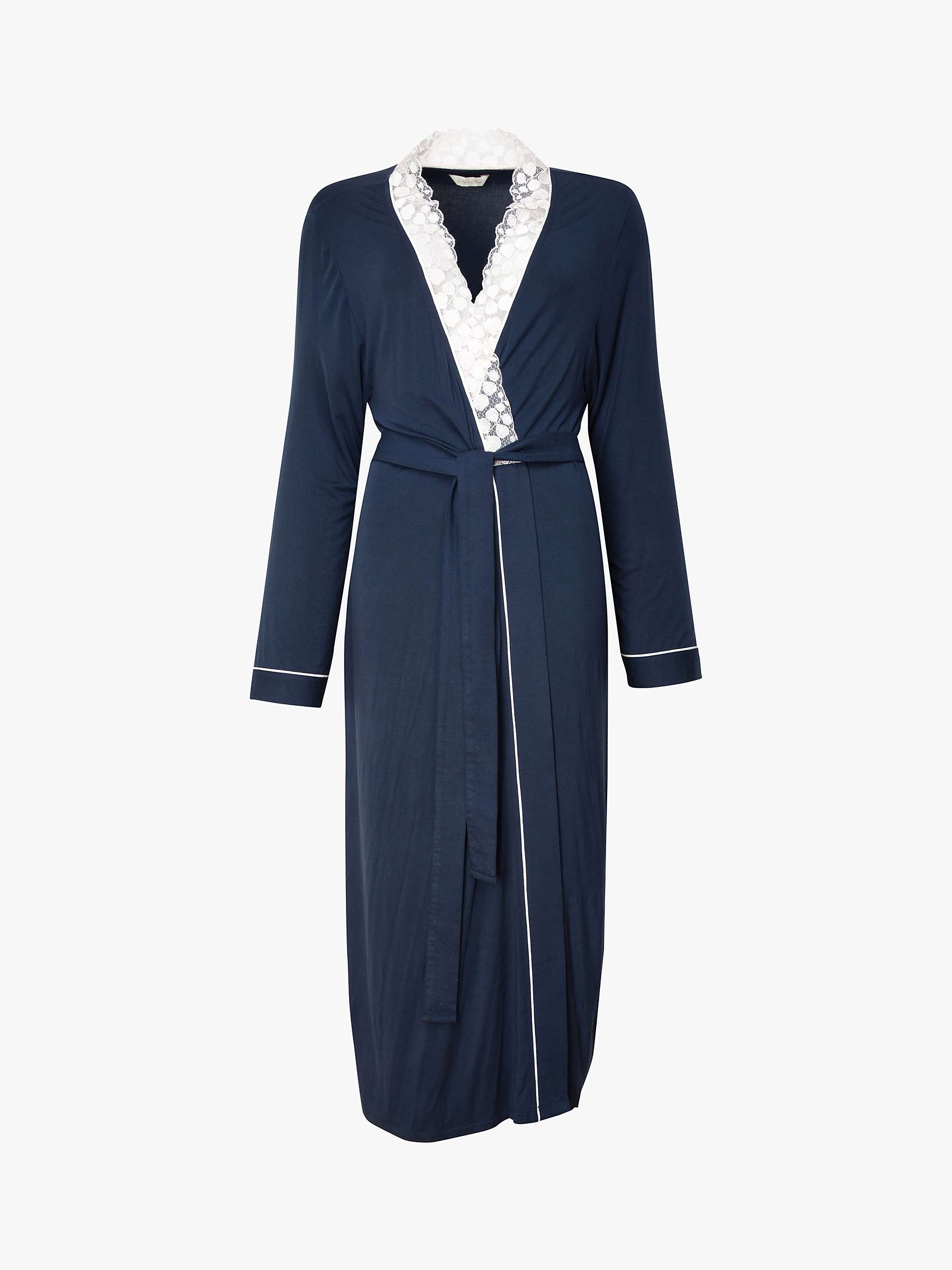 Buy Nora Rose by Cyberjammies Lace Trim Dressing Gown, Navy Online at johnlewis.com