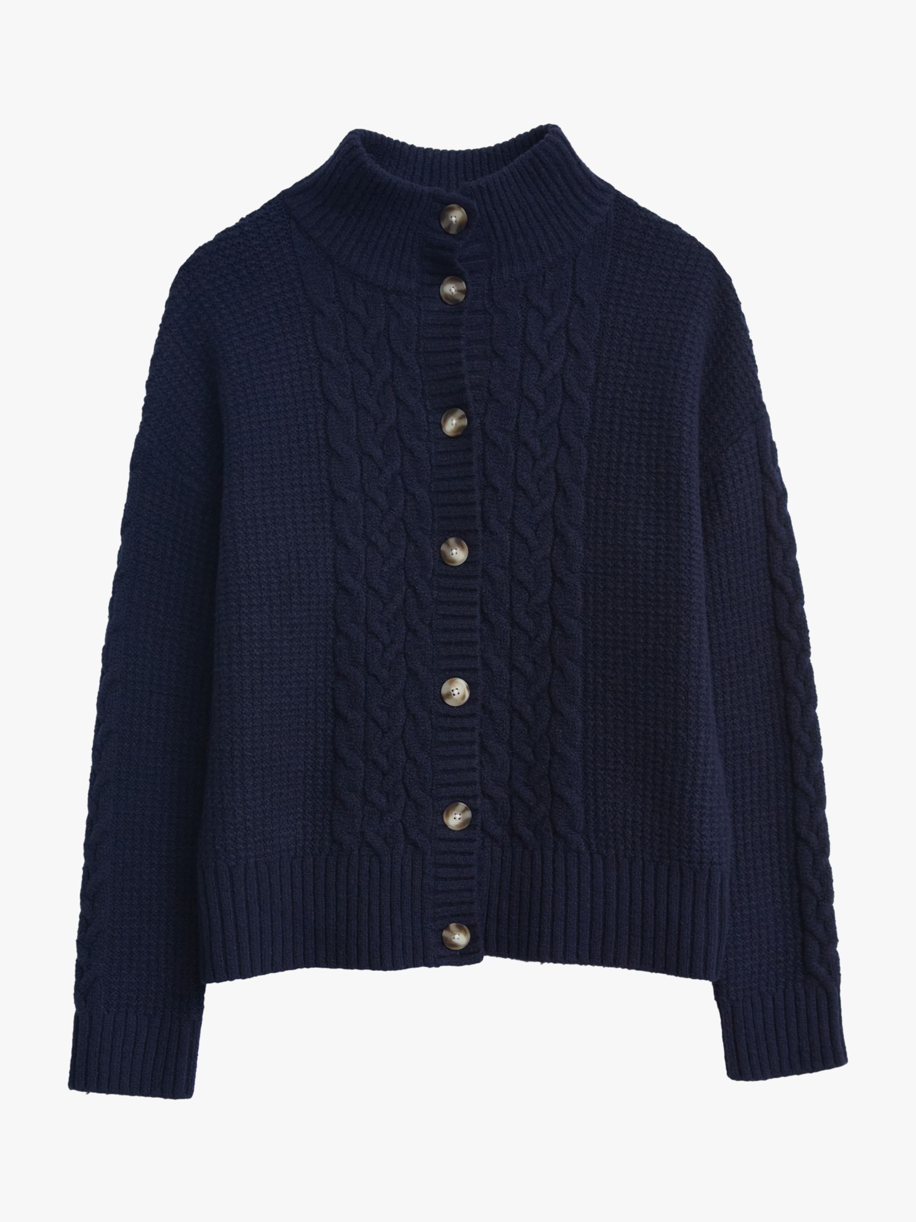 White Stuff Clary Cable Knit Cardigan, Dark Navy