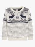 The Little Tailor Baby & Kids' Christmas Fairisle Jumper, Cream