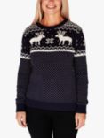 The Little Tailor Ladies Fairisle Christmas Jumper, Navy