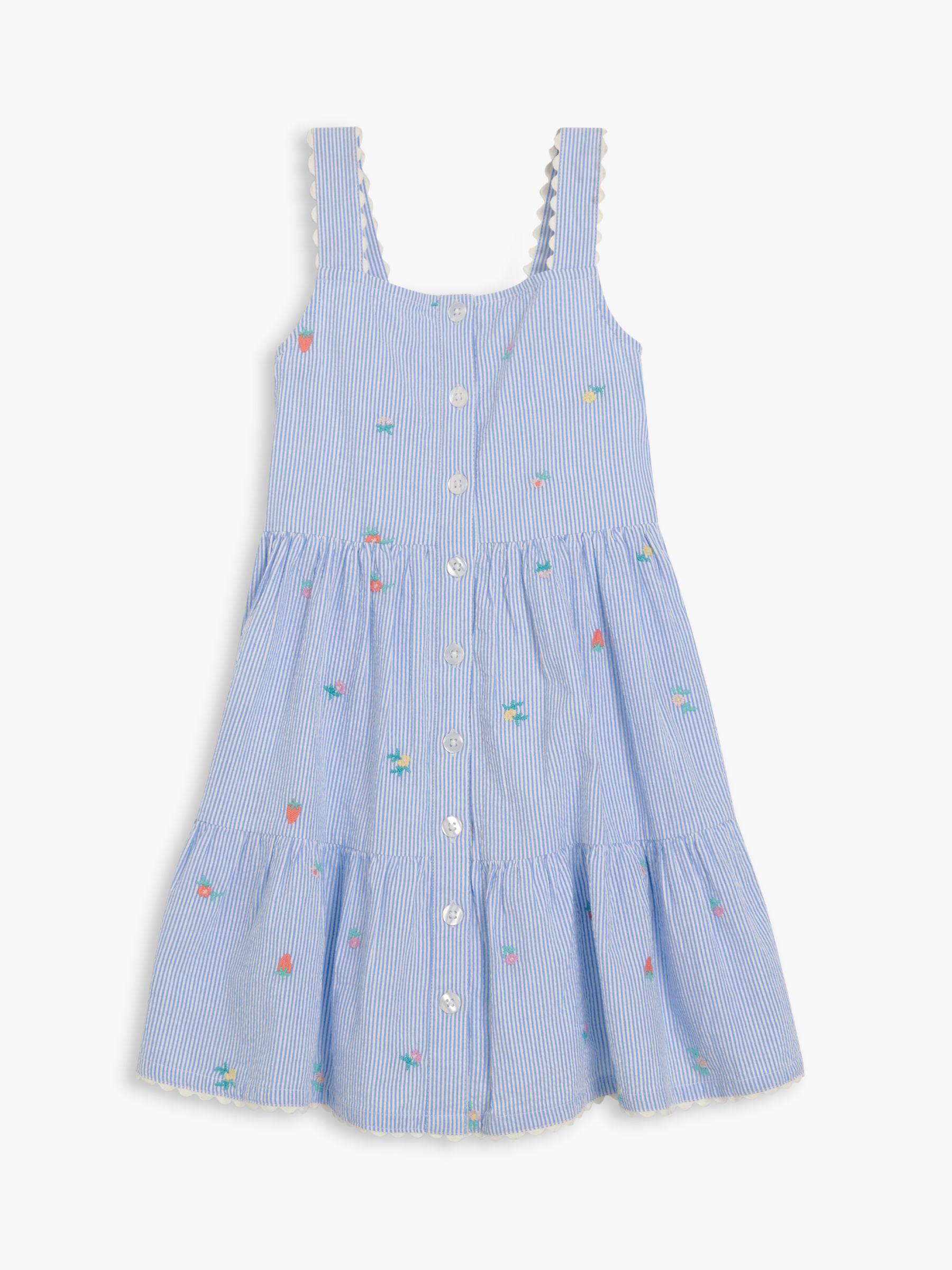 John Lewis & Partners Kids' Stripe Embroidered Dress, Blue